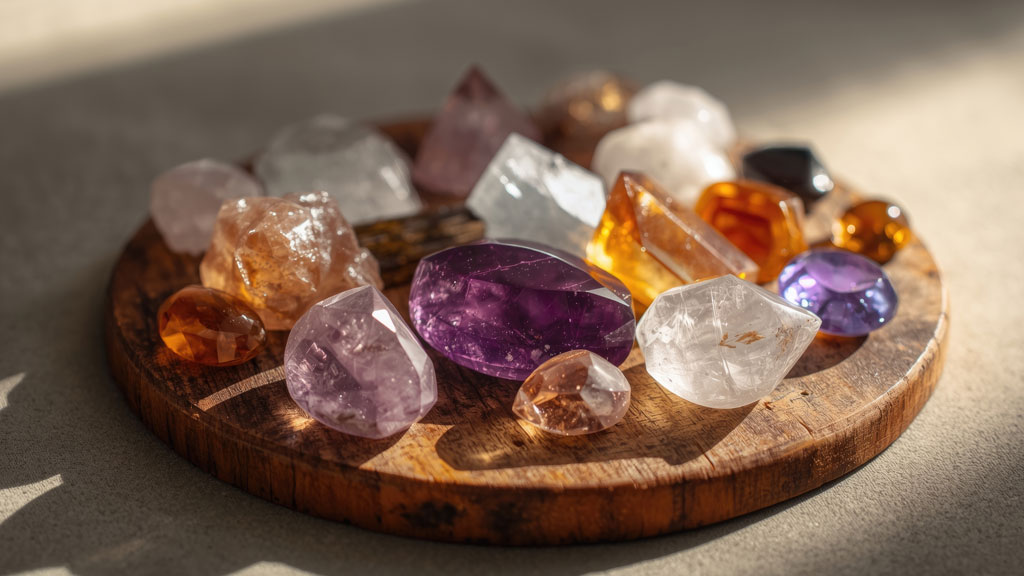 Créatrice bijoux examinant la qualité de perles de pierre à la loupe